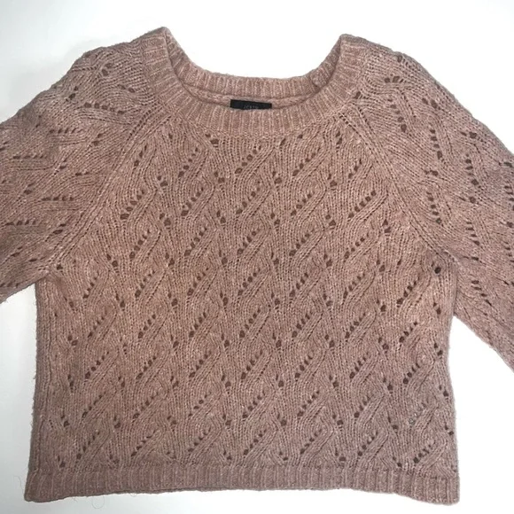 J. Crew Light Pink Pointelle Wool Blend Crew Neck Sweater Sz L - Picture 3 of 13